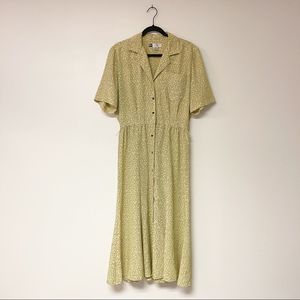 Vintage Star Printed Maxi Button Down Dress w Pocket